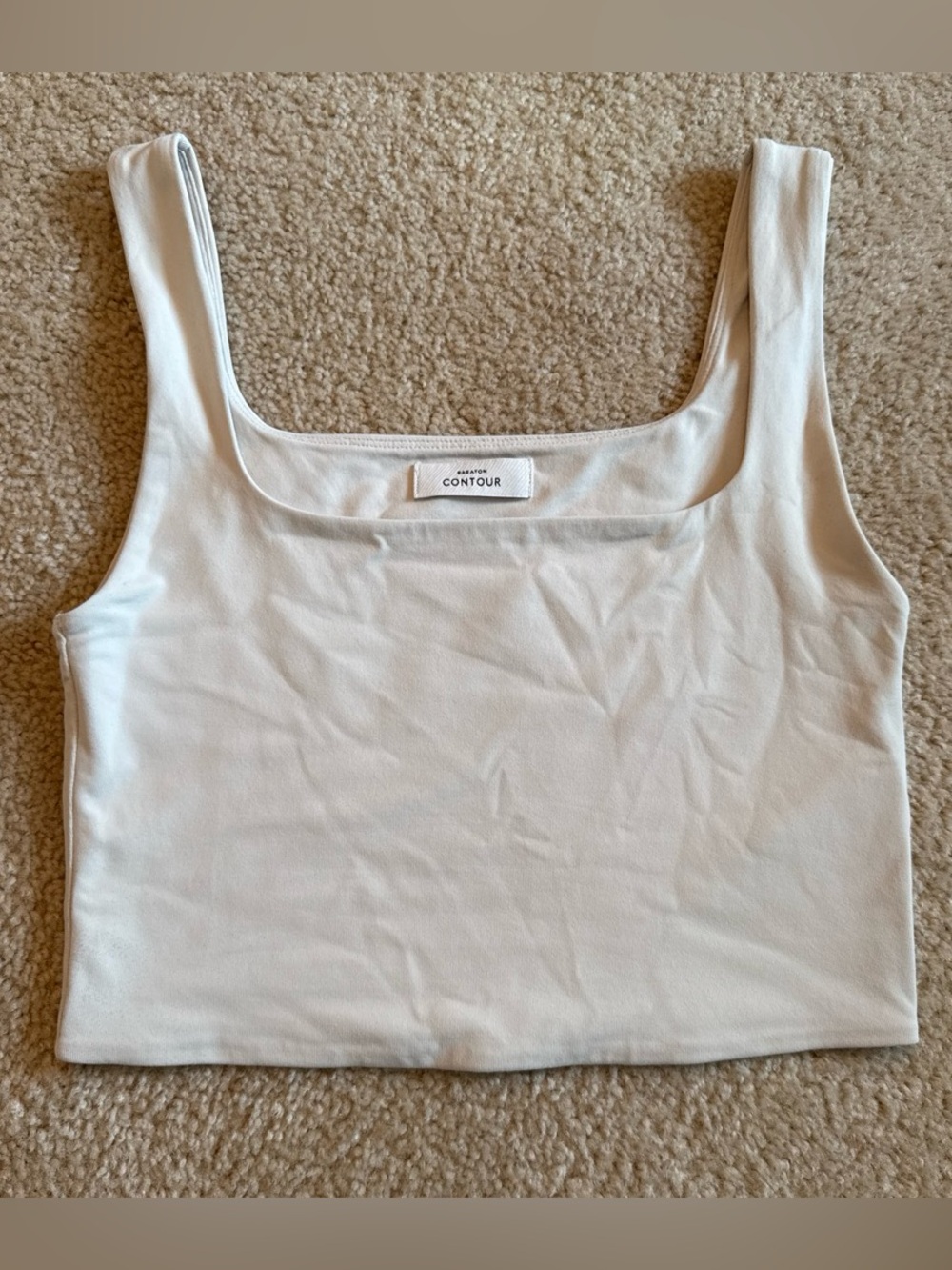 Aritzia Contour Square Neck Crop Tank — cream